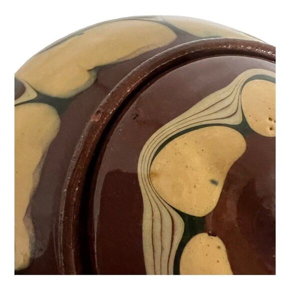 Vintage Redware Teapot Made Bulgaria Flower Fading Brown Yellow Drip Glaze READ - Picture 9 of 14